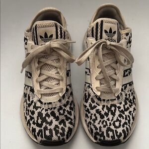 Adidas Black and Cream Leopard Print Sneakers